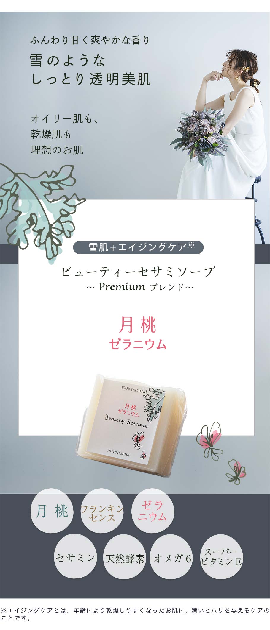 プレミアムブレンド 月桃ゼラニウム ビューティーセサミソープ