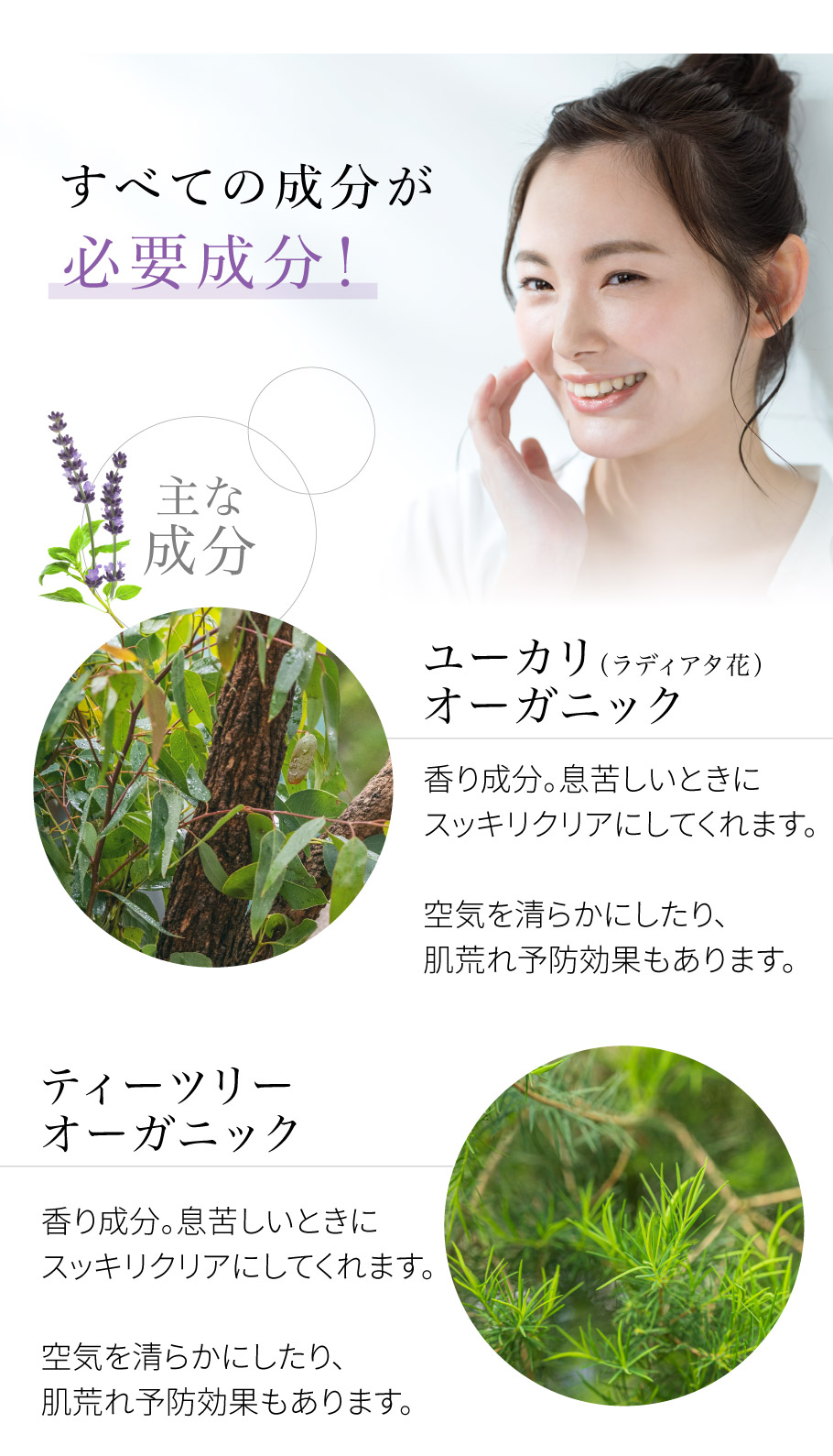 オーガニック原料使用ユーカリ、ティートリー