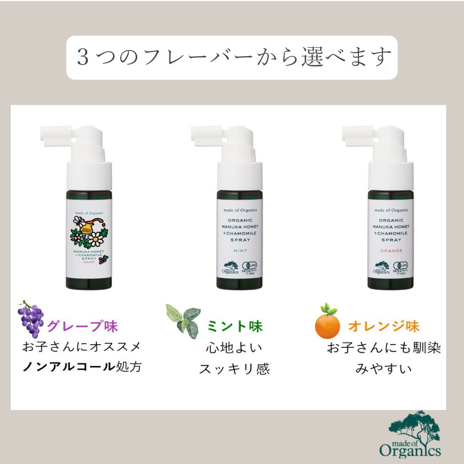 3種類。選べるのどスプレー