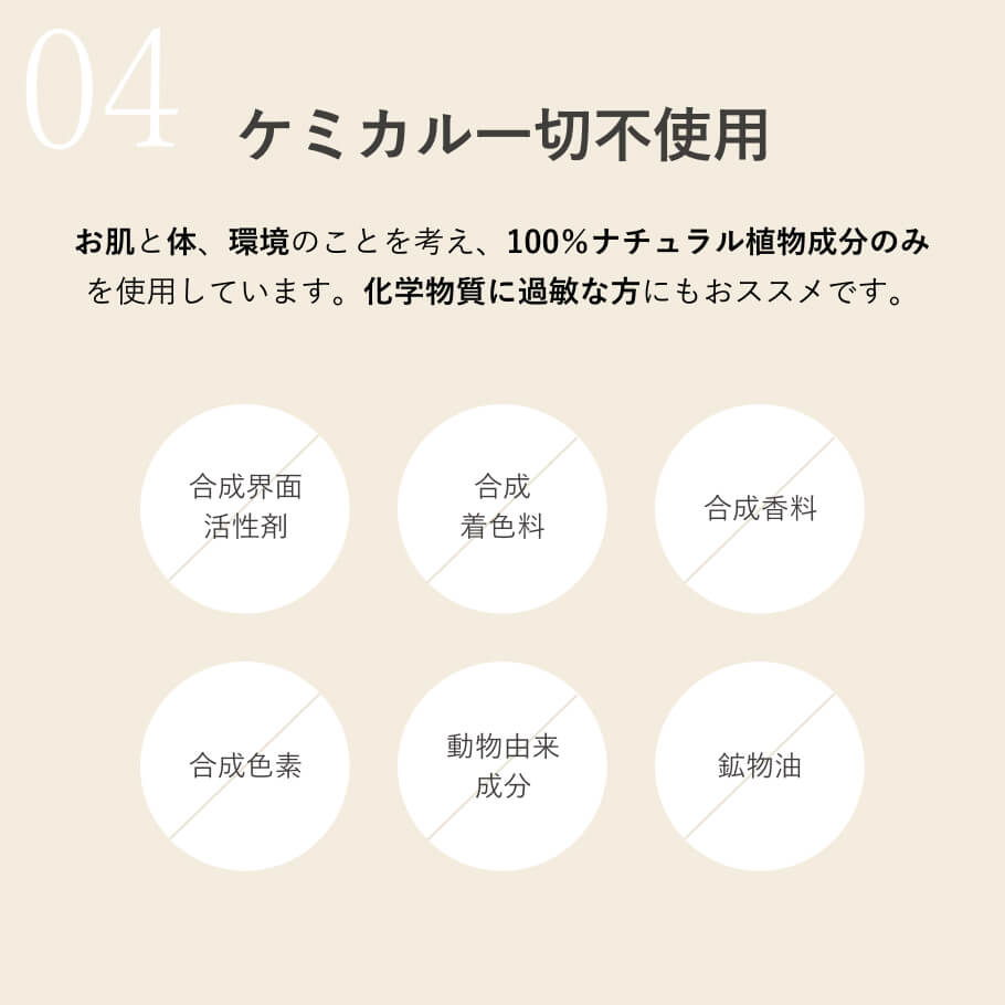 ケミカル不使用説明。